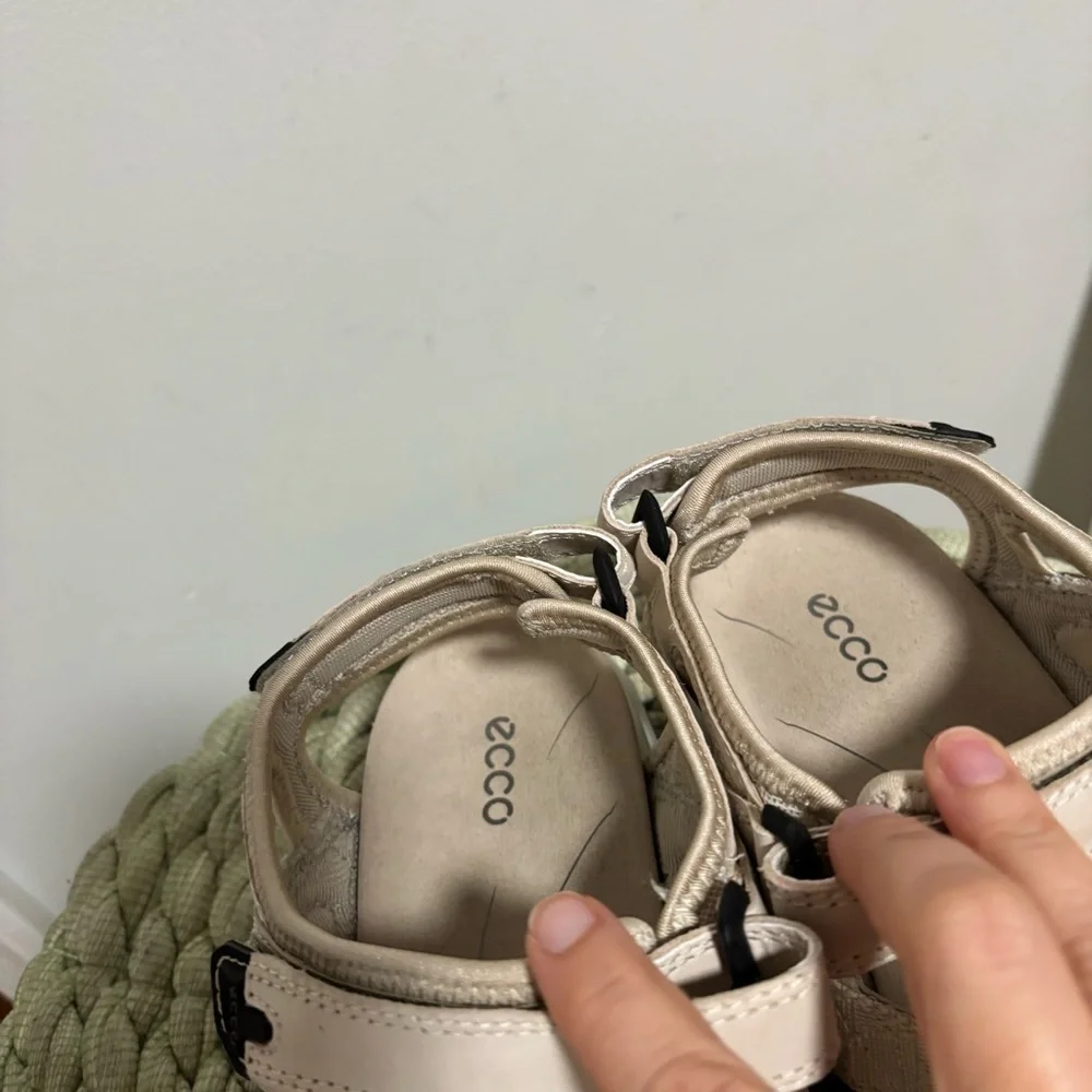 ECCO Yucatan Coast Sport Cream Ivory Nubuck Strappy Outdoor Chunky Dad Sandals